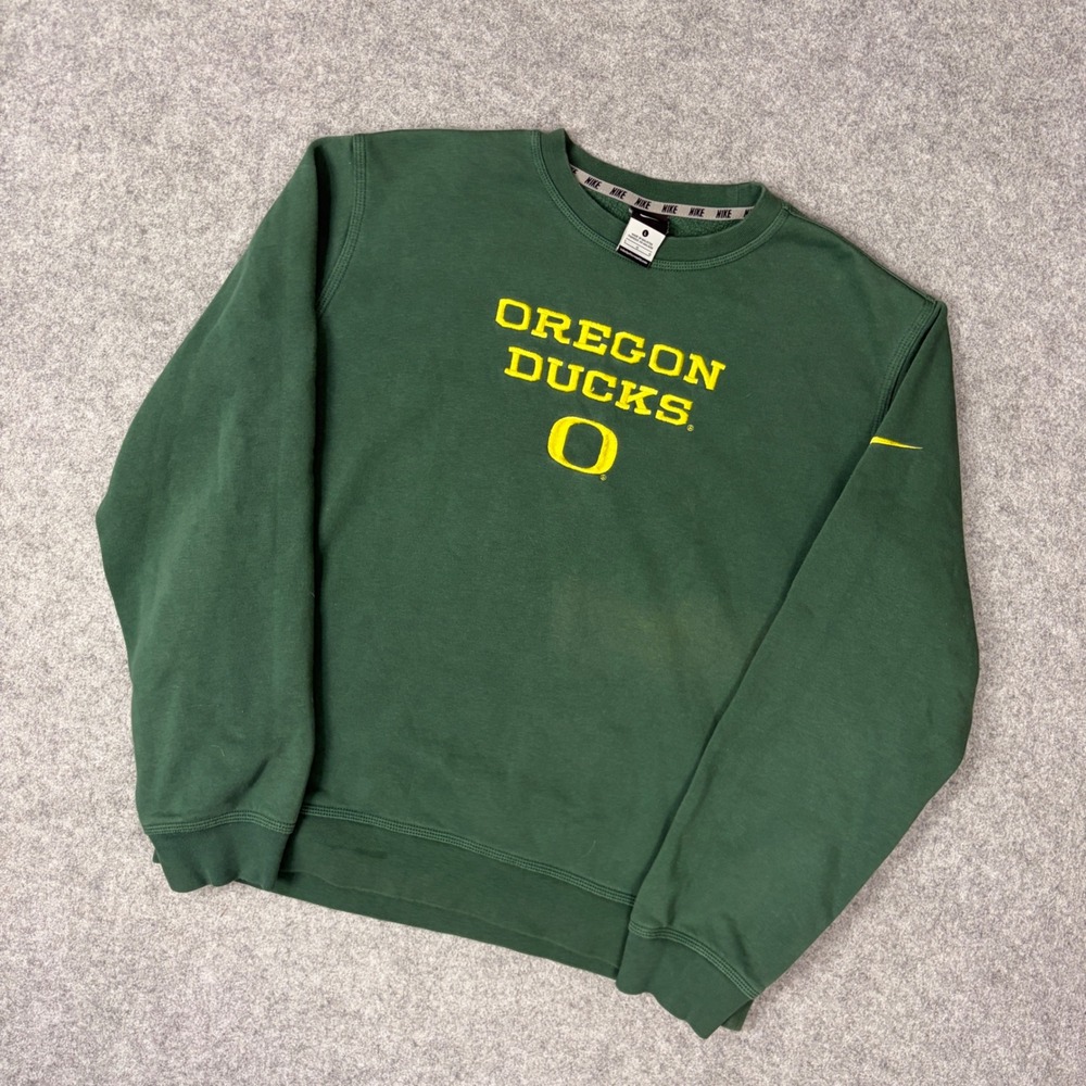 Nike Oregon Ducks Crewneck Sweatshirt Mens Large Green Embroidered Pullover